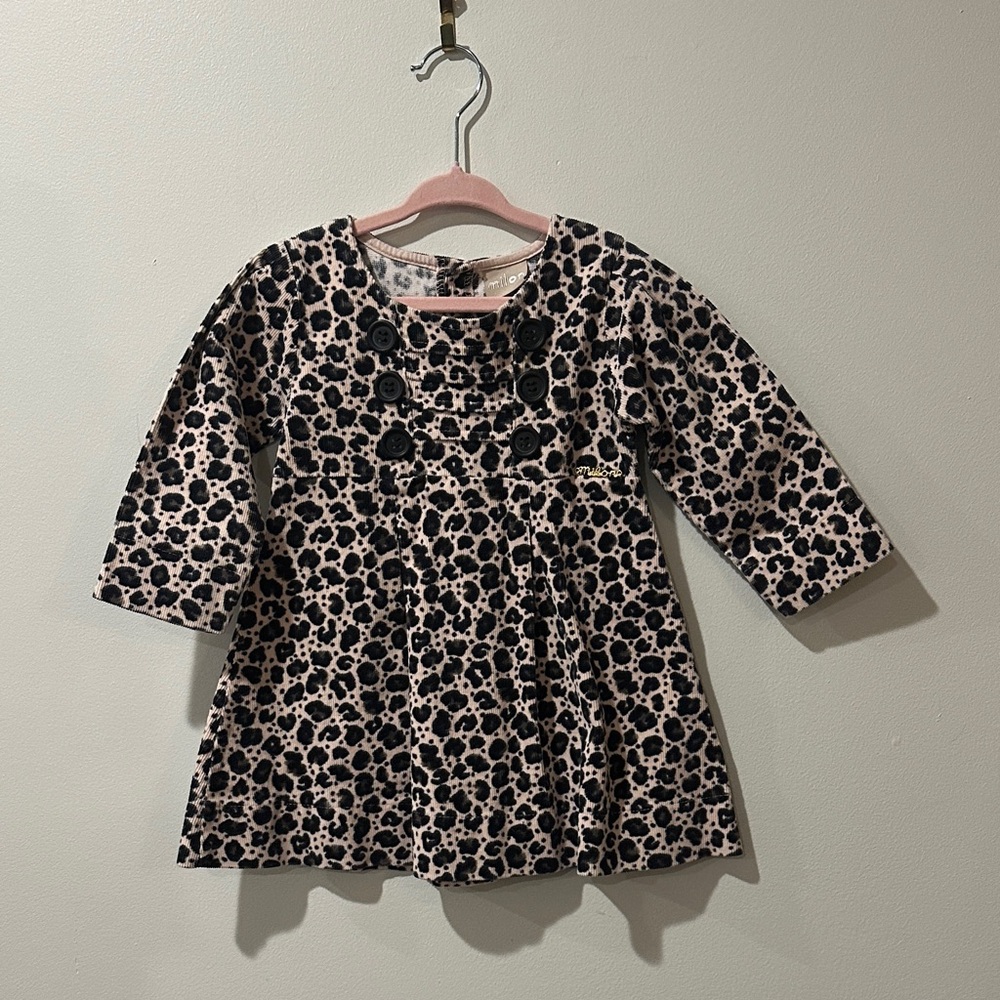Long Sleeve Leopard Print Kids Dress